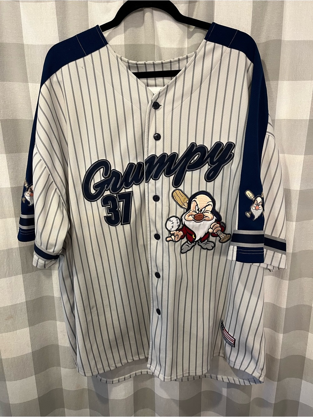 Disney Grumpy Pinstripe Baseball Jersey - Navy & White